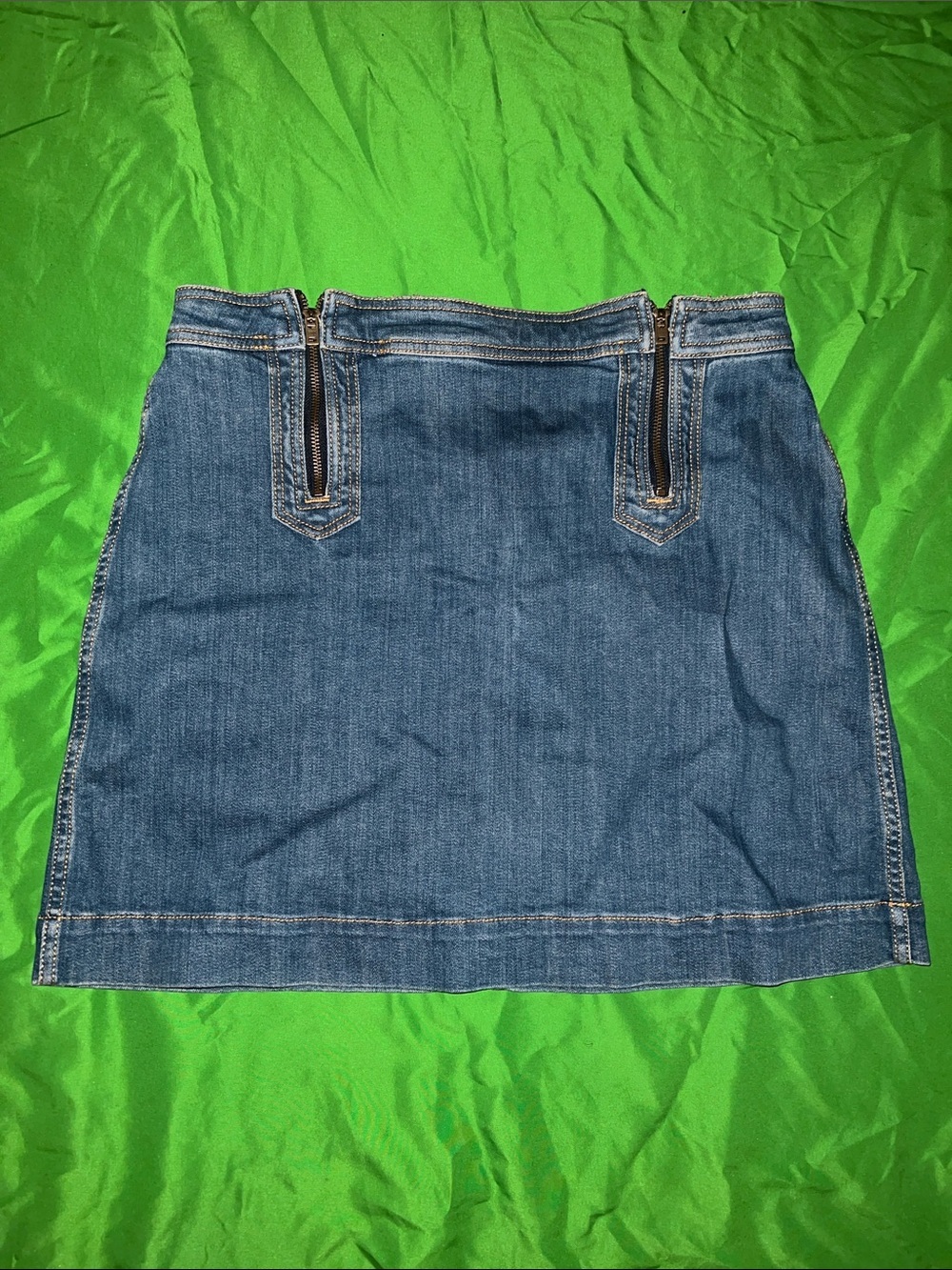 Pilcro and the Letterpress Dark Blue Denim Mini Skirt with Front Zippers size 12